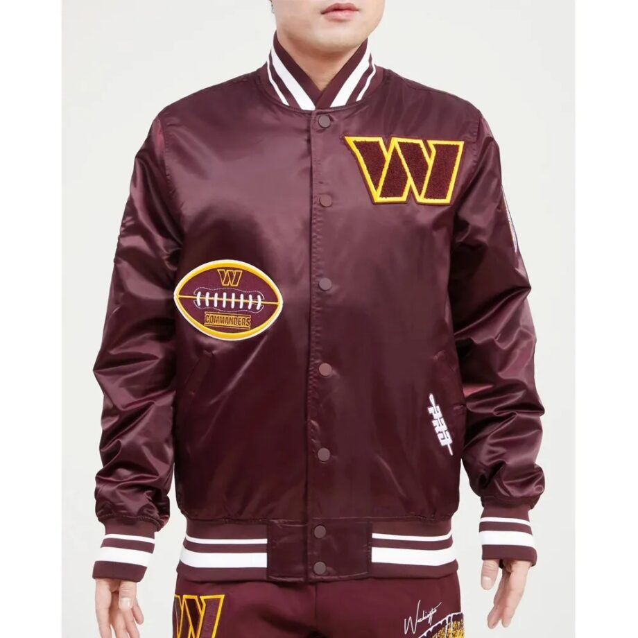 Washington Commanders Old English Maroon Satin Jacket