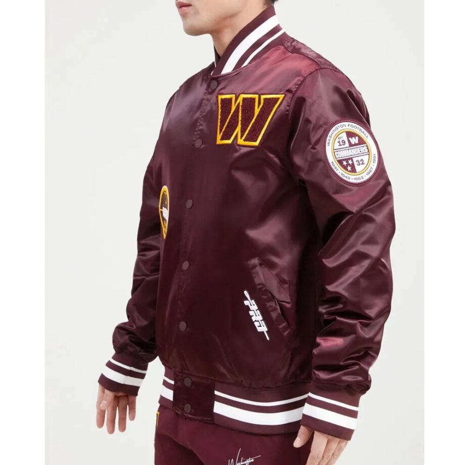 Washington Commanders Old English Maroon Satin Jacket