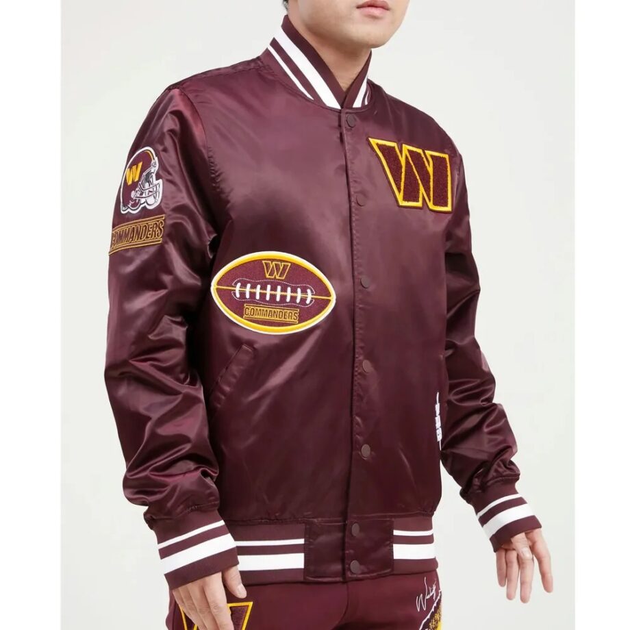 Washington Commanders Old English Maroon Satin Jacket