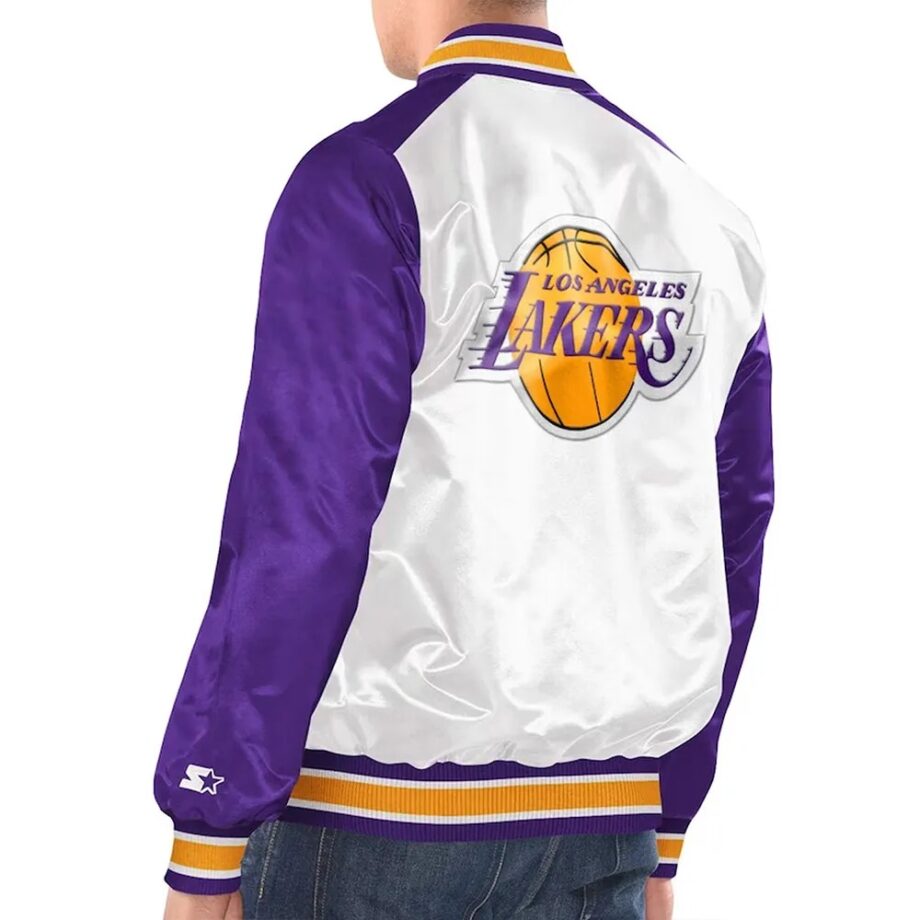LA Lakers White Purple Varsity Jacket