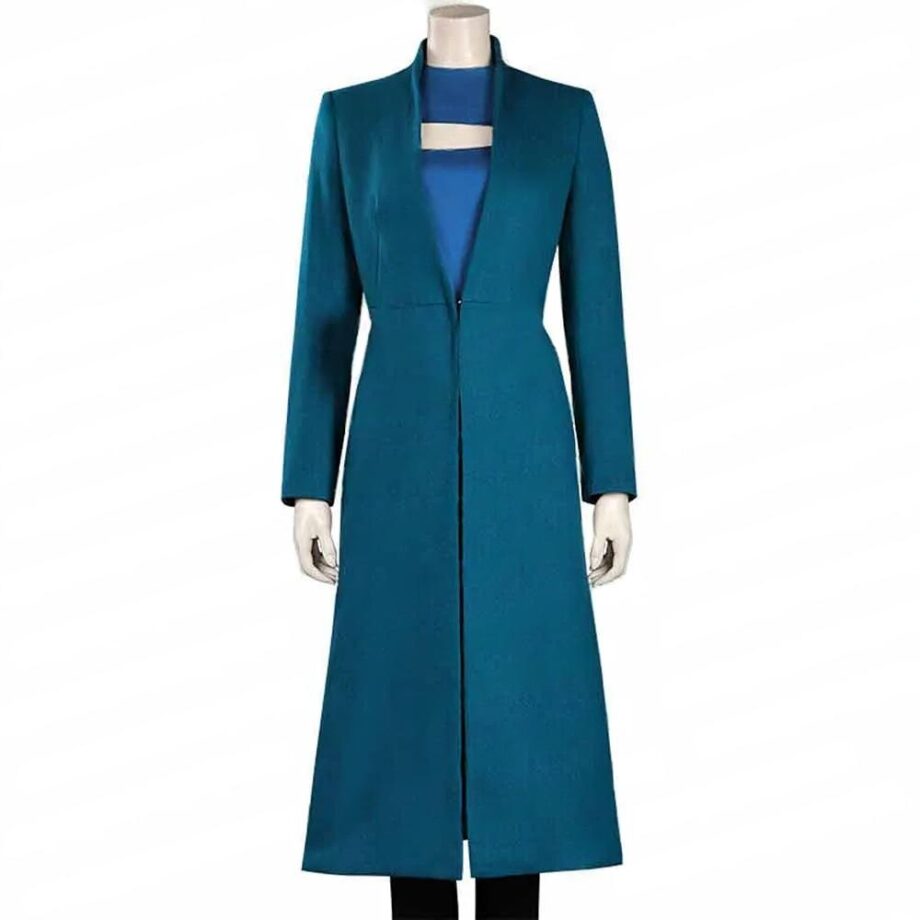 Westworld Season 4 Evan Rachel Wood Blue Wool Coat
