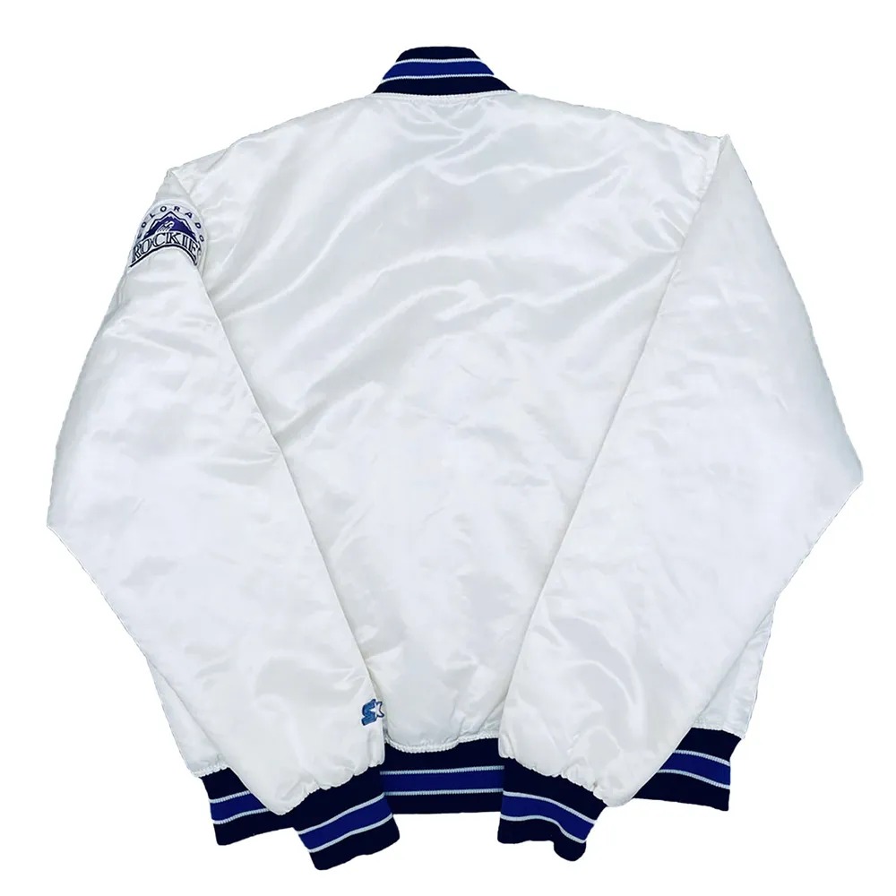Vintage 1990s Colorado Rockies White Satin Jacket