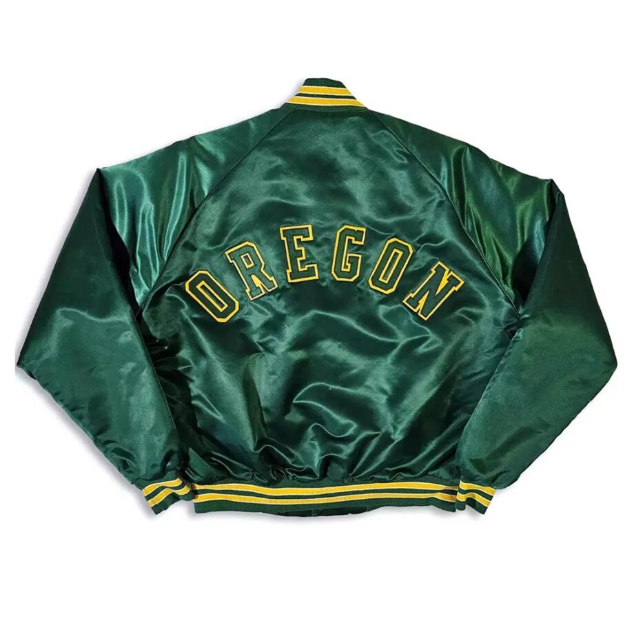 Vintage 80s Oregon Ducks Green Satin Jacket