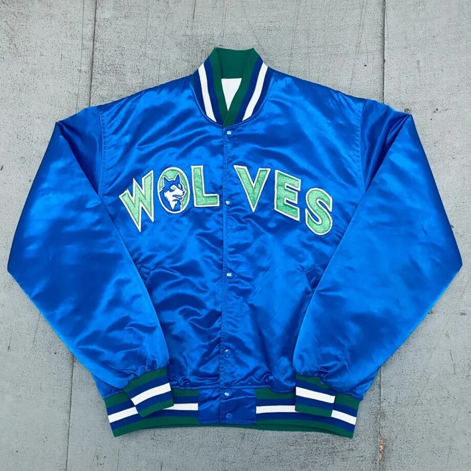 Vintage Minnesota Timberwolves 90s Blue Satin Jacket