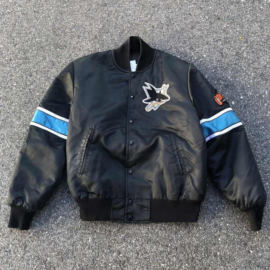 San Jose Sharks 90s Black Bomber Jacket