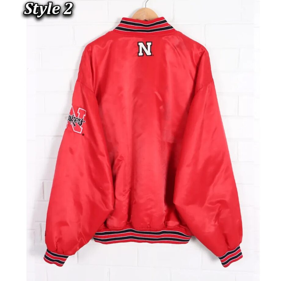 90s University of Nebraska Red Varsity Satin Jacket