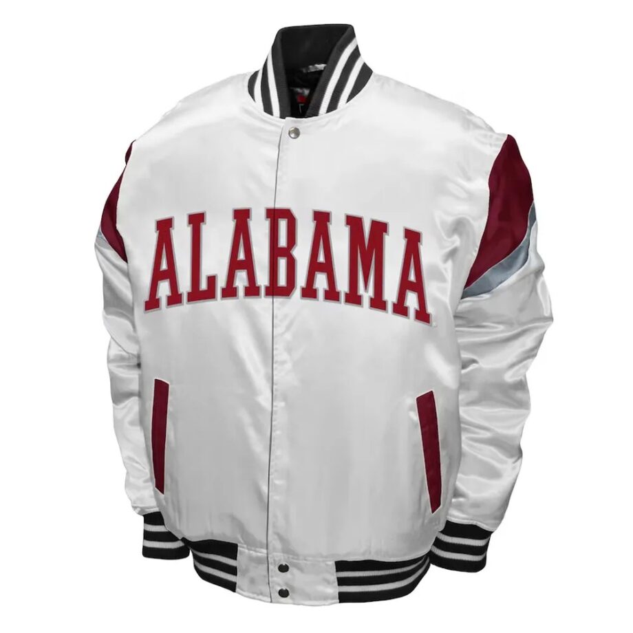 Alabama Crimson Tide Power White Satin Jacket