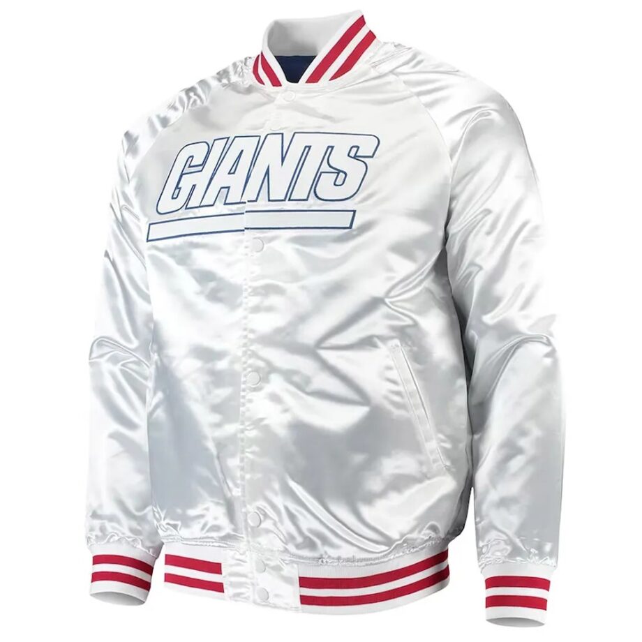 New York Giants Shiny White Satin Jacket