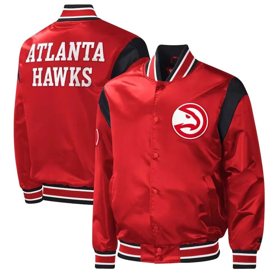 Atlanta Hawks Force Play Red Satin Jacket