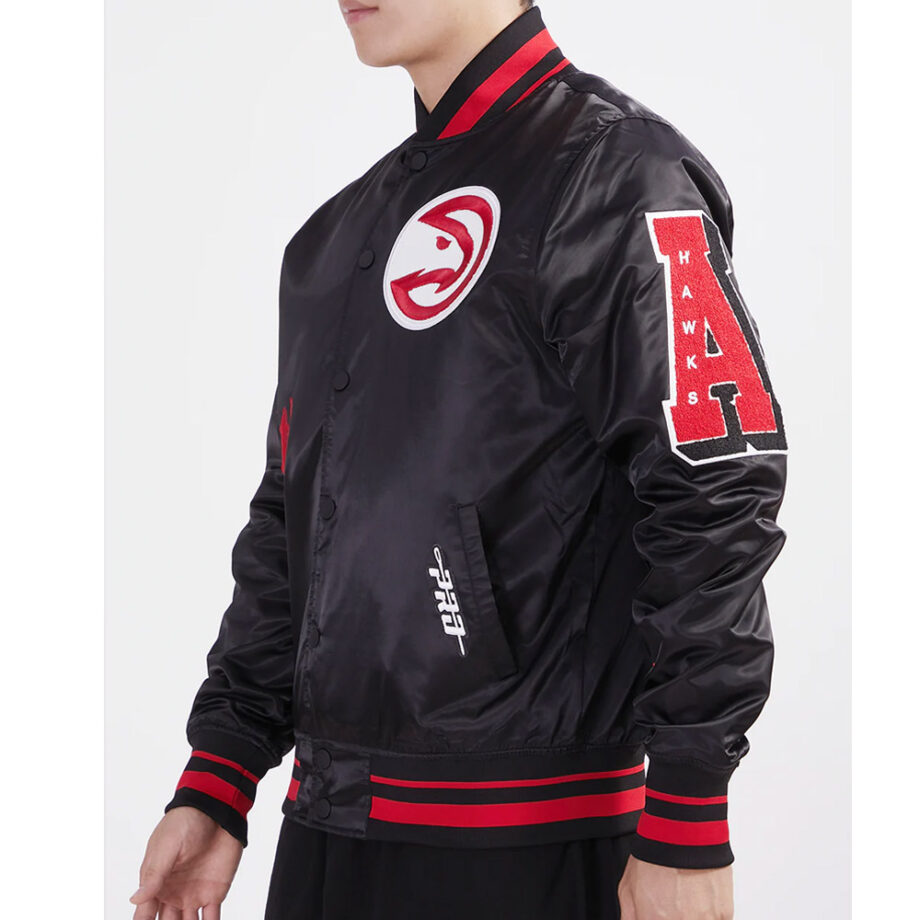 Old English Atlanta Hawks Classic Rib Black Jacket