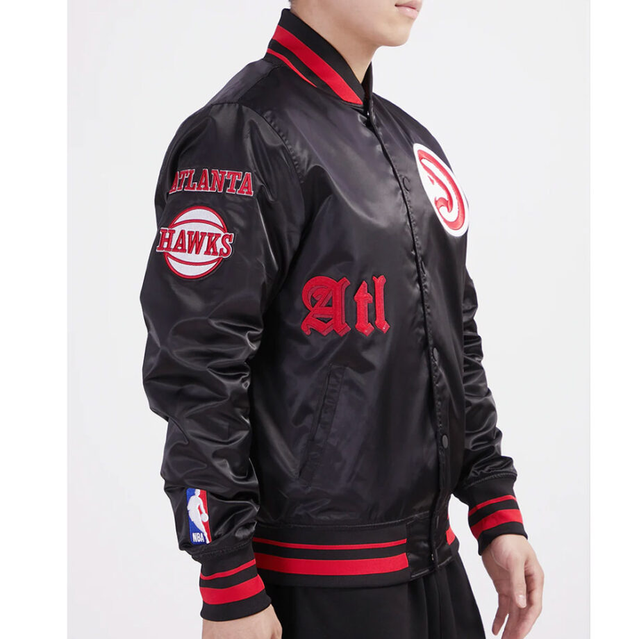 Old English Atlanta Hawks Classic Rib Black Jacket