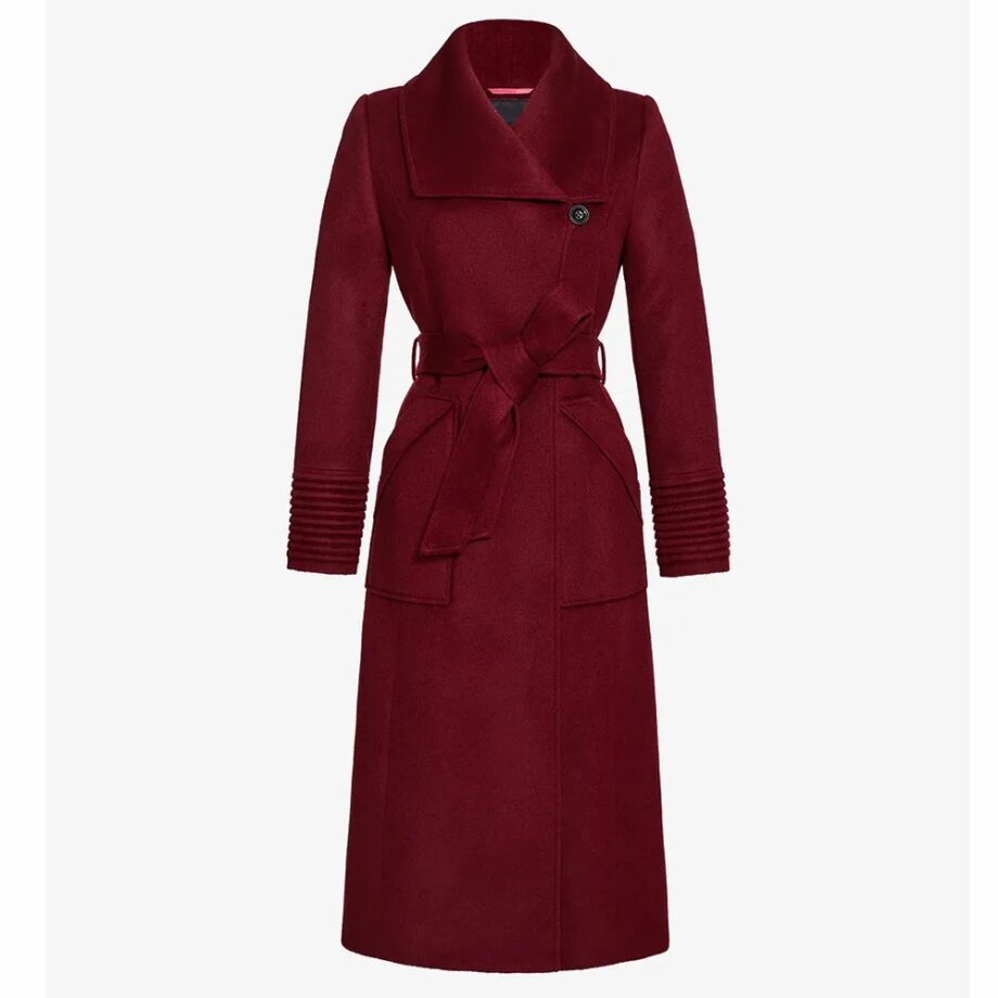 Baby Alpaca Long Wide Collar Wrap Coat