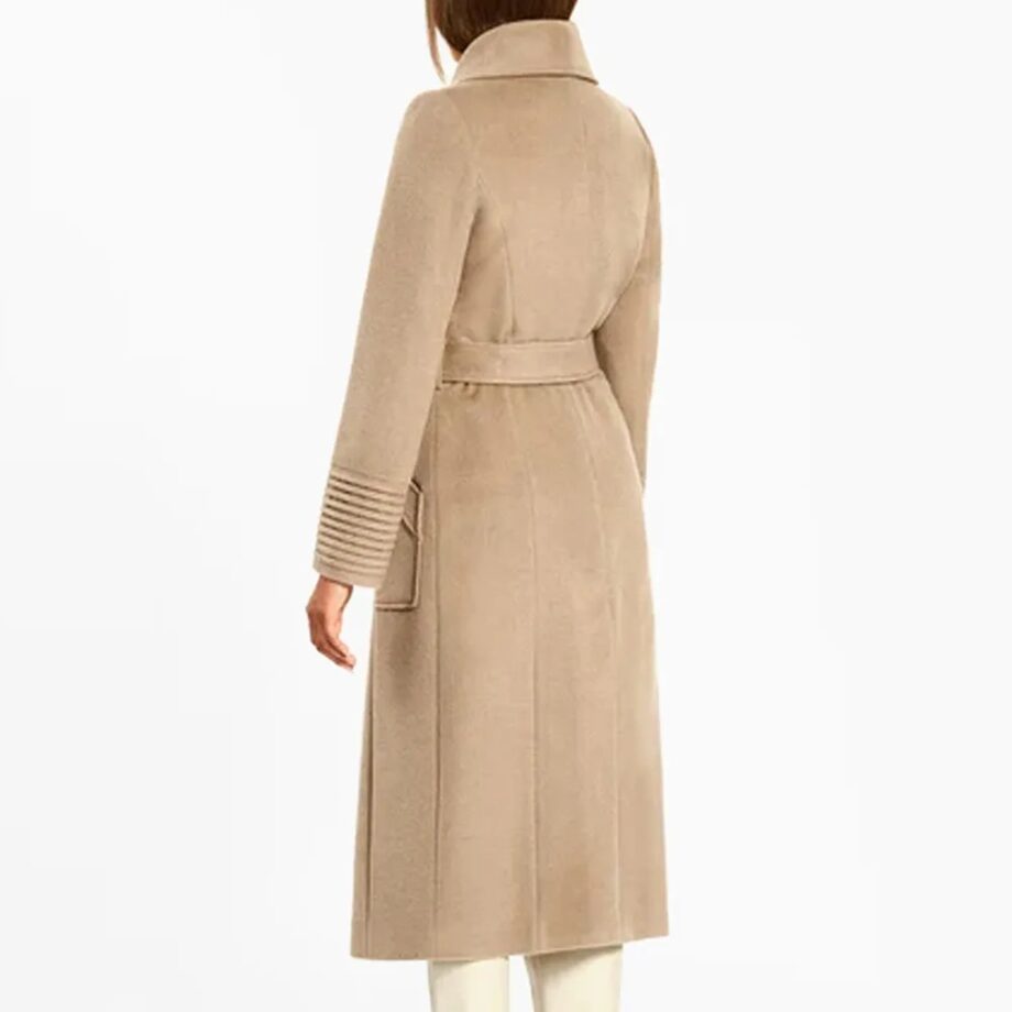 Baby Alpaca Long Wide Collar Wrap Coat