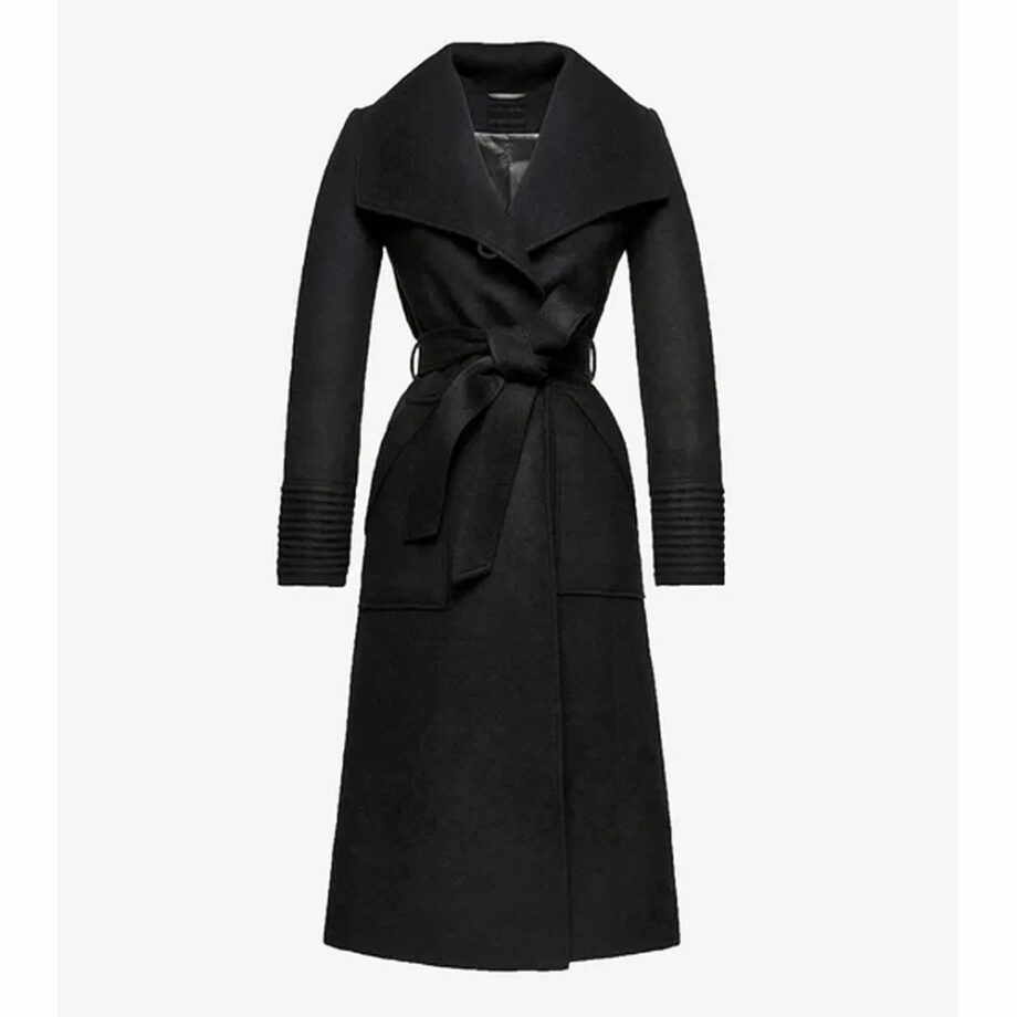 Baby Alpaca Long Wide Collar Wrap Coat