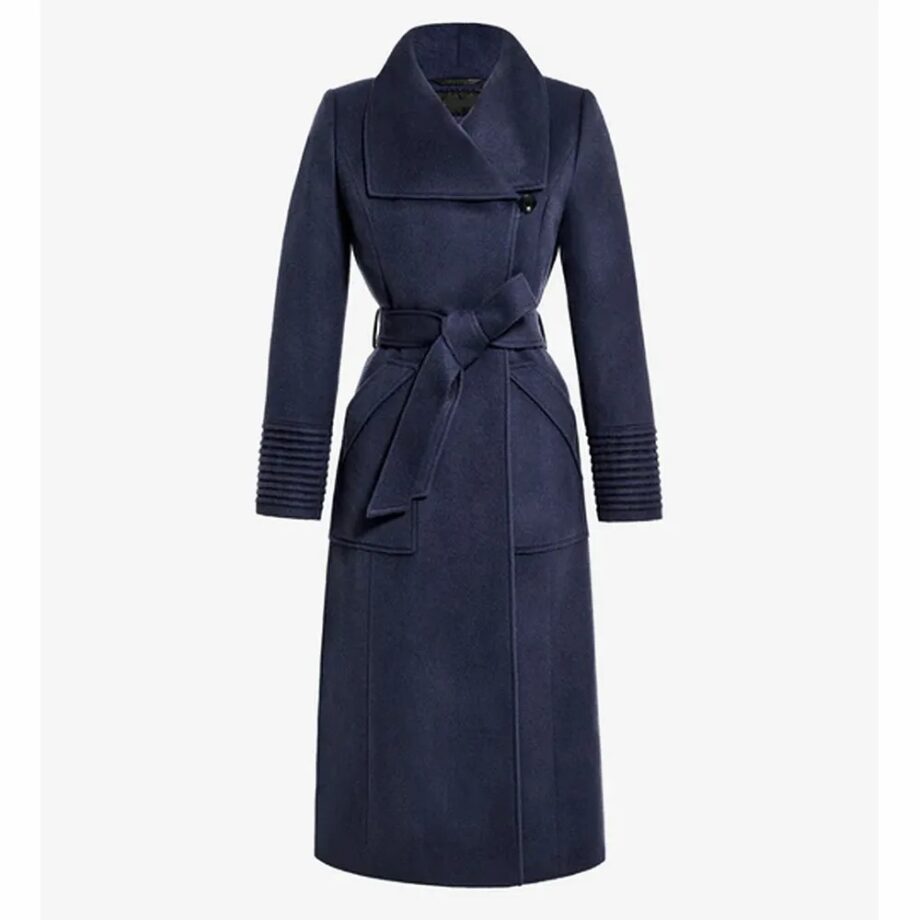 Baby Alpaca Long Wide Collar Wrap Coat