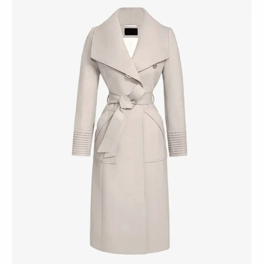 Baby Alpaca Long Wide Collar Wrap Coat