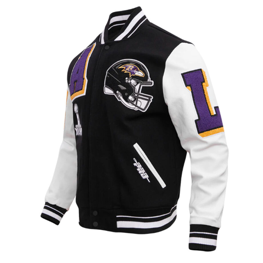 Baltimore Ravens Black & White Varsity Jacket