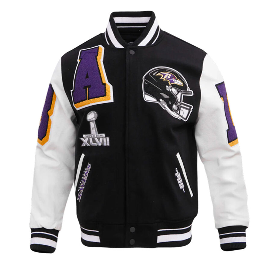 Baltimore Ravens Black & White Varsity Jacket