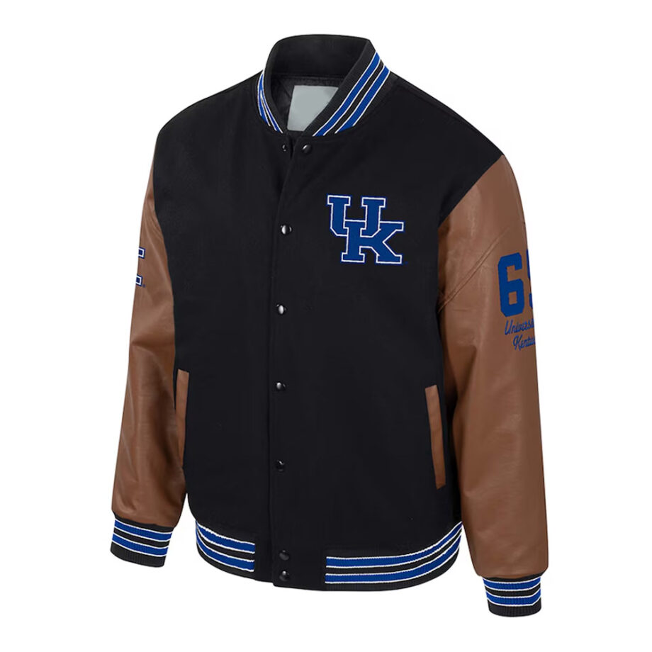 Kentucky Wildcats Black & Brown Letterman Jacket