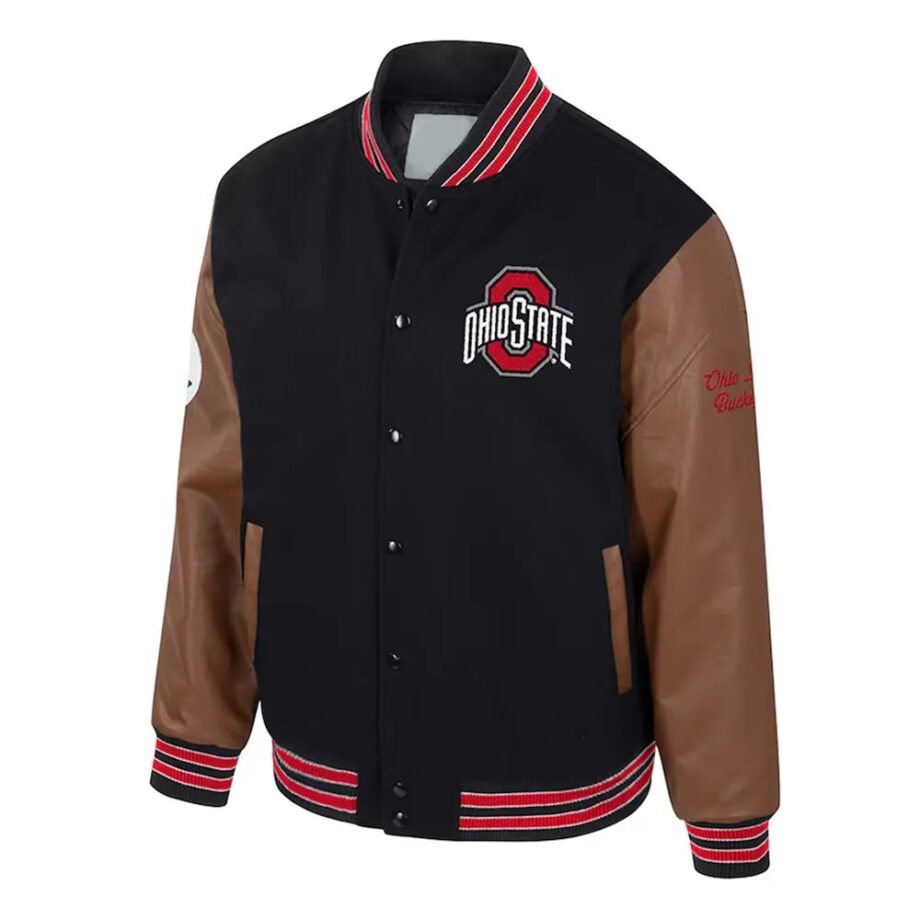 Ohio State Buckeyes Black & Brown Letterman Jacket