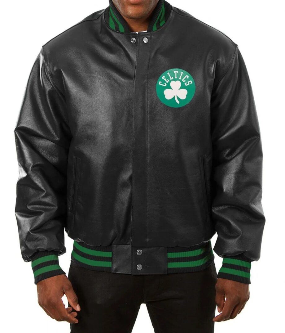 Varsity Boston Celtics Black Leather Jacket