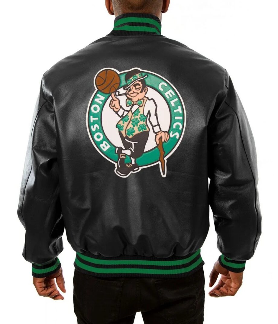 Varsity Boston Celtics Black Leather Jacket