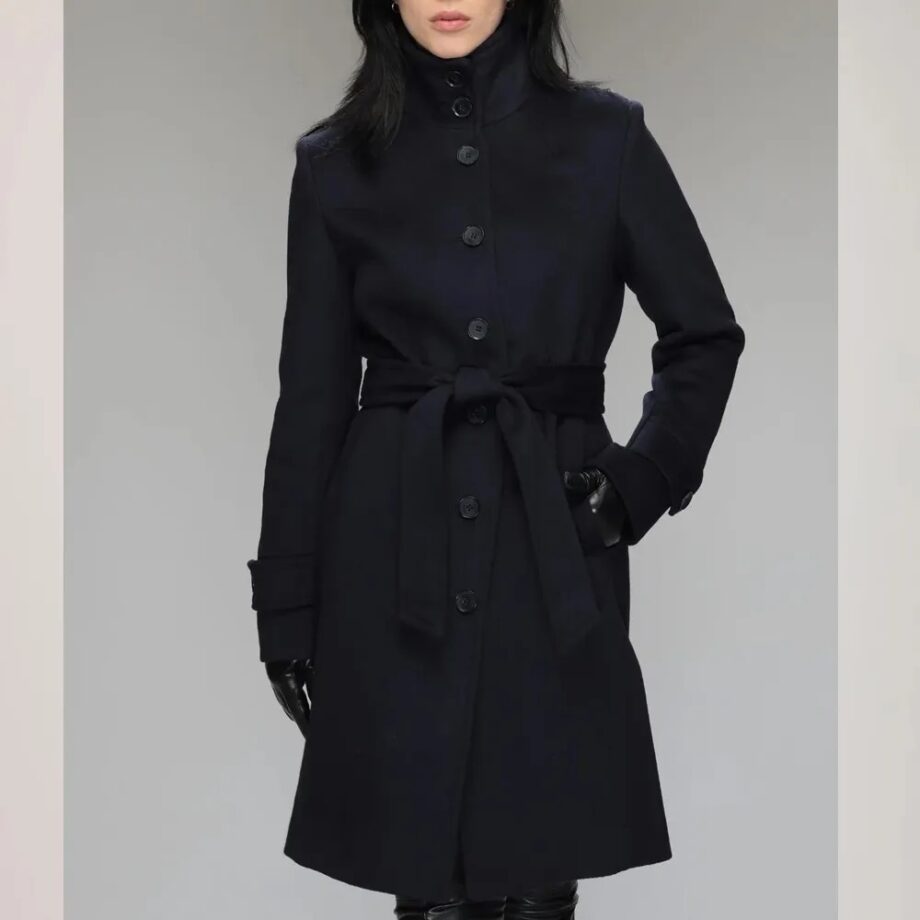 Women Stand Collar Brenna Red Wool Coat
