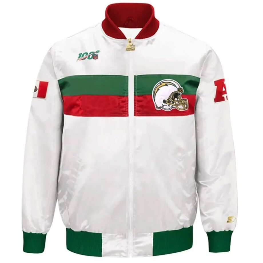 Los Angeles Chargers Mexico 2019 White Satin Jacket