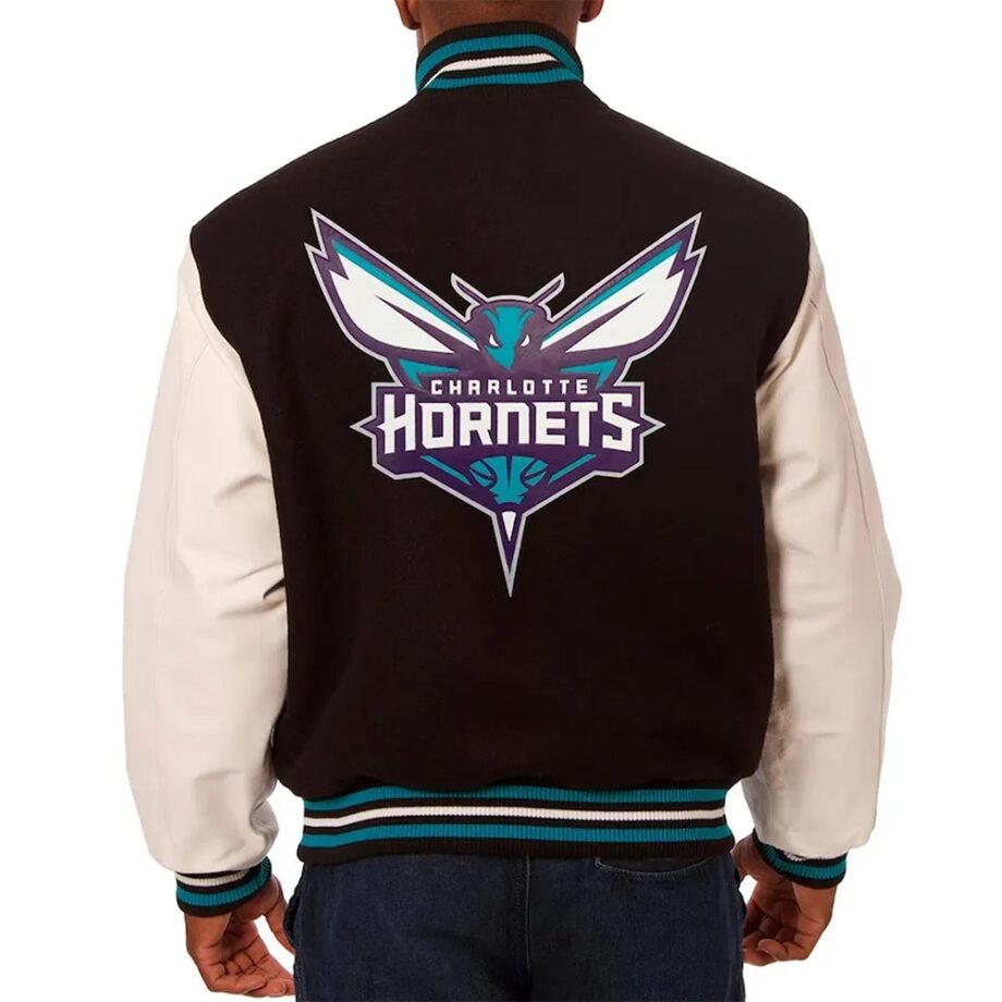 Charlotte Hornets Black and White Varsity Jacket