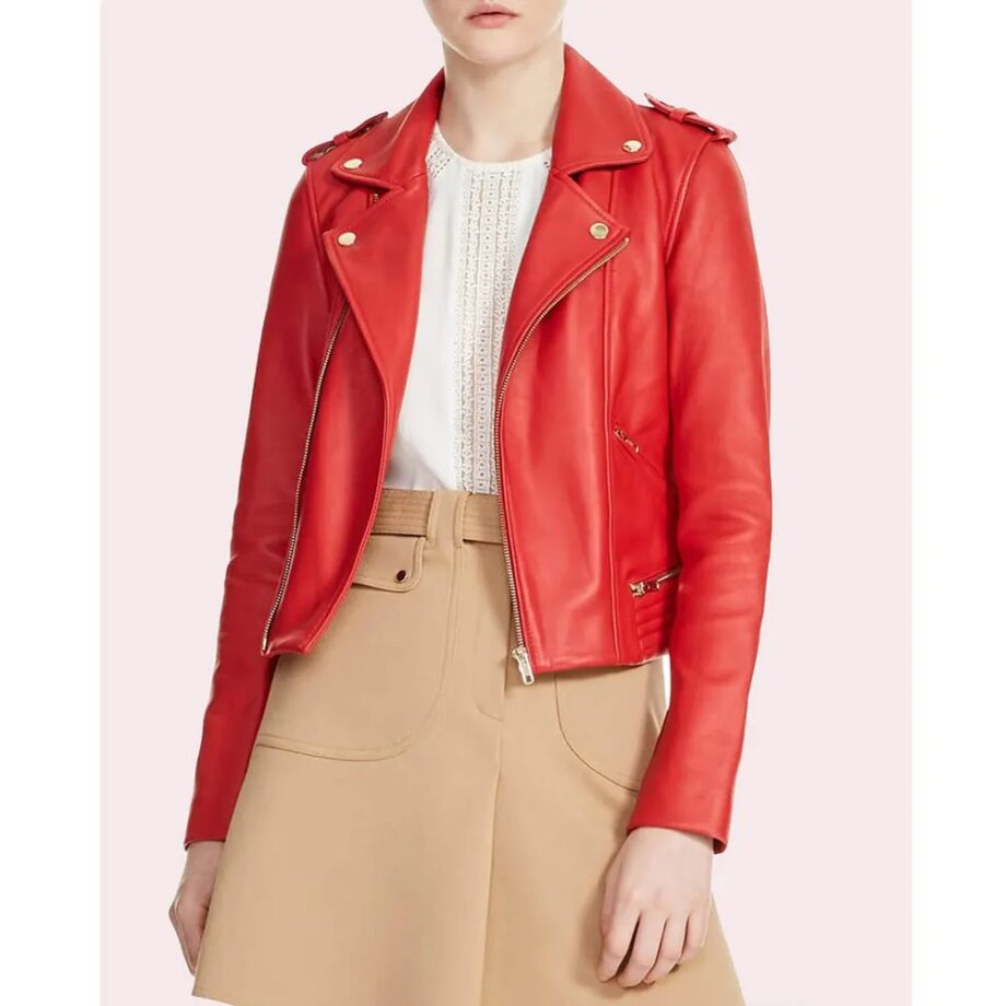 Madelaine Petsch Red Leather Jacket