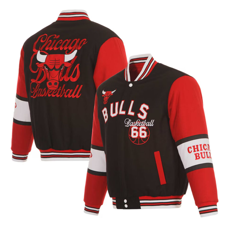 Chicago Bulls Black & Red Varsity Wool Jacket
