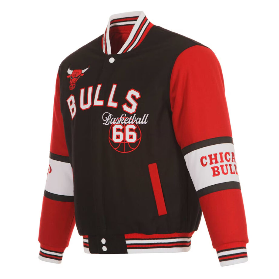 Chicago Bulls Black & Red Varsity Wool Jacket