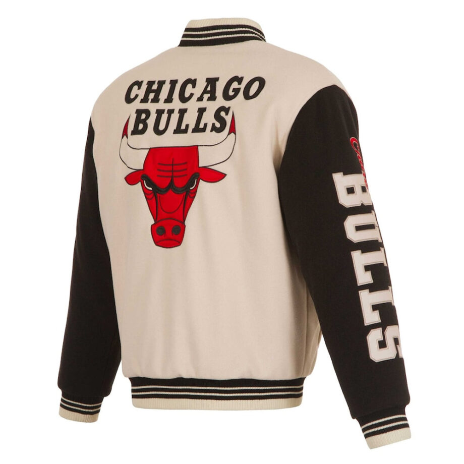 Chicago Bulls Cream & Black Varsity Jacket