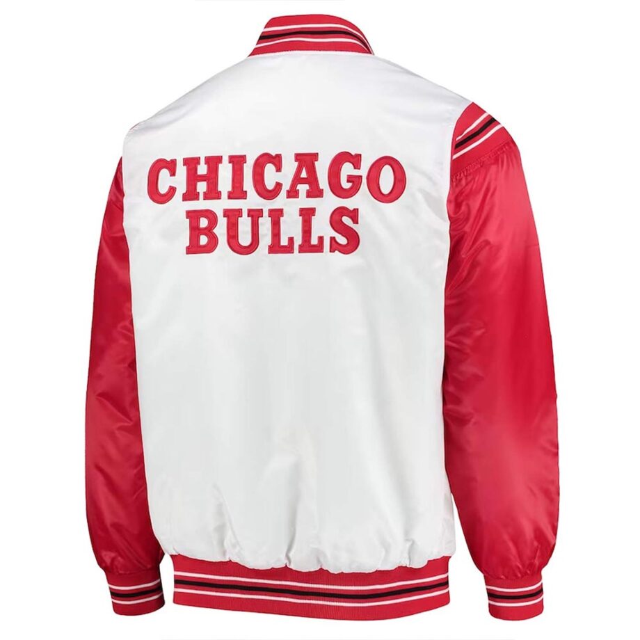 White/Red Chicago Bulls Renegade Varsity Satin Jacket