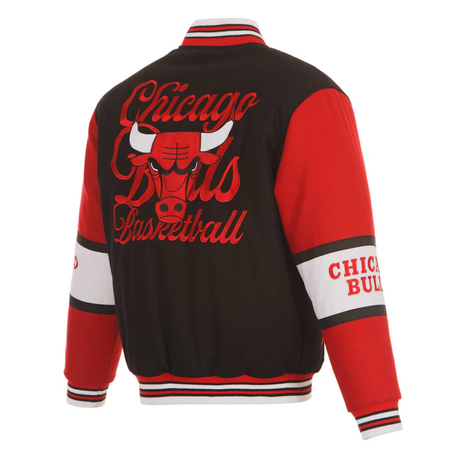 Chicago Bulls Black & Red Varsity Wool Jacket
