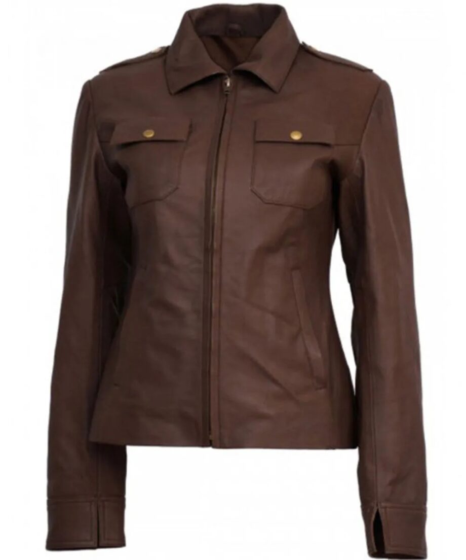 Chloe Price Cropped Brown Leather Jacket