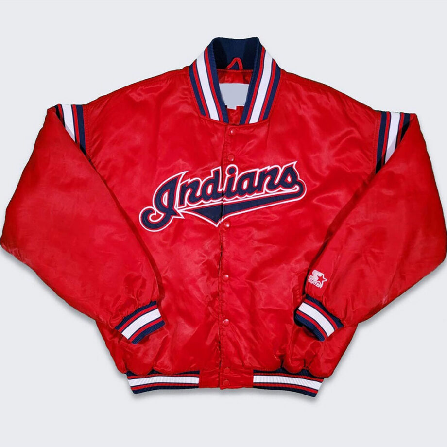 Vintage 90s Cleveland Indians Red Bomber Jacket