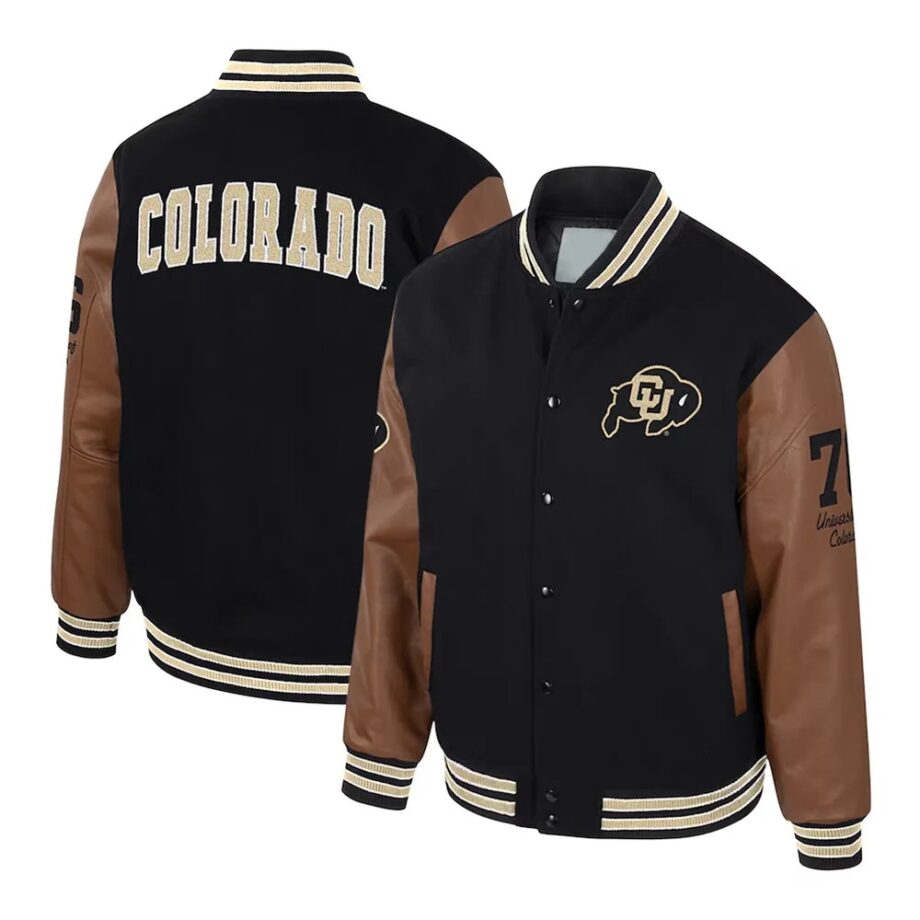 Colorado Buffaloes Navy & Brown Letterman Jacket