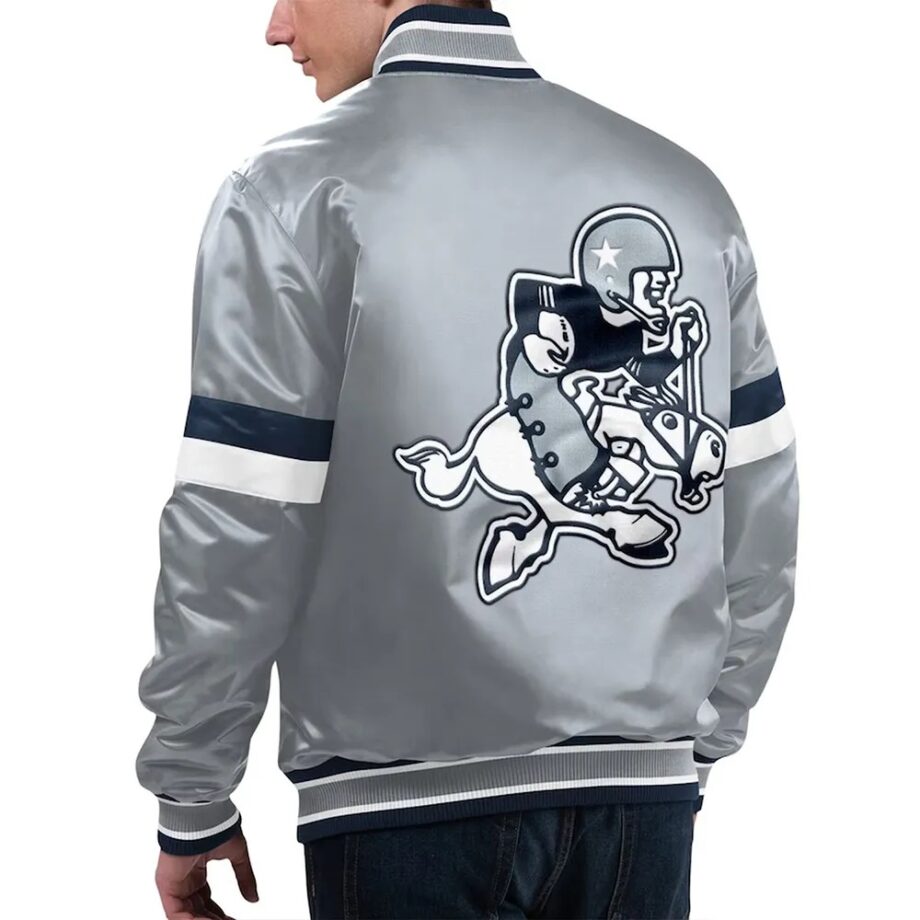 Dallas Cowboys Home Game Silver Satin Jacket