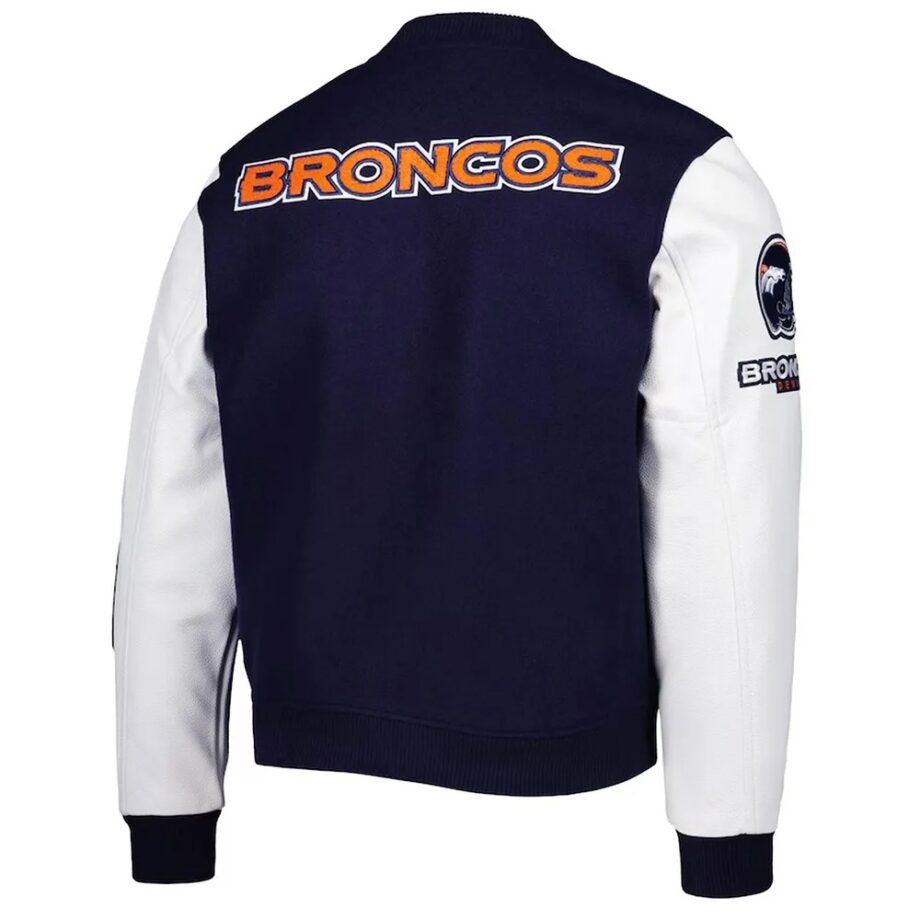 Denver Broncos Logo Navy & White Varsity Jacket