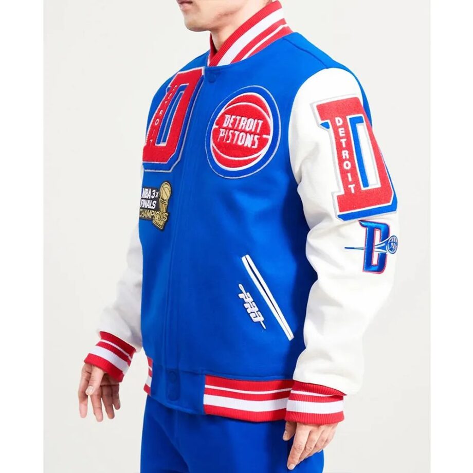 Detroit Pistons Mashup Varsity Royal and White Jacket
