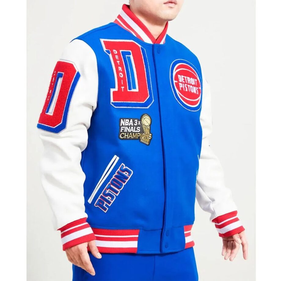 Detroit Pistons Mashup Varsity Royal and White Jacket