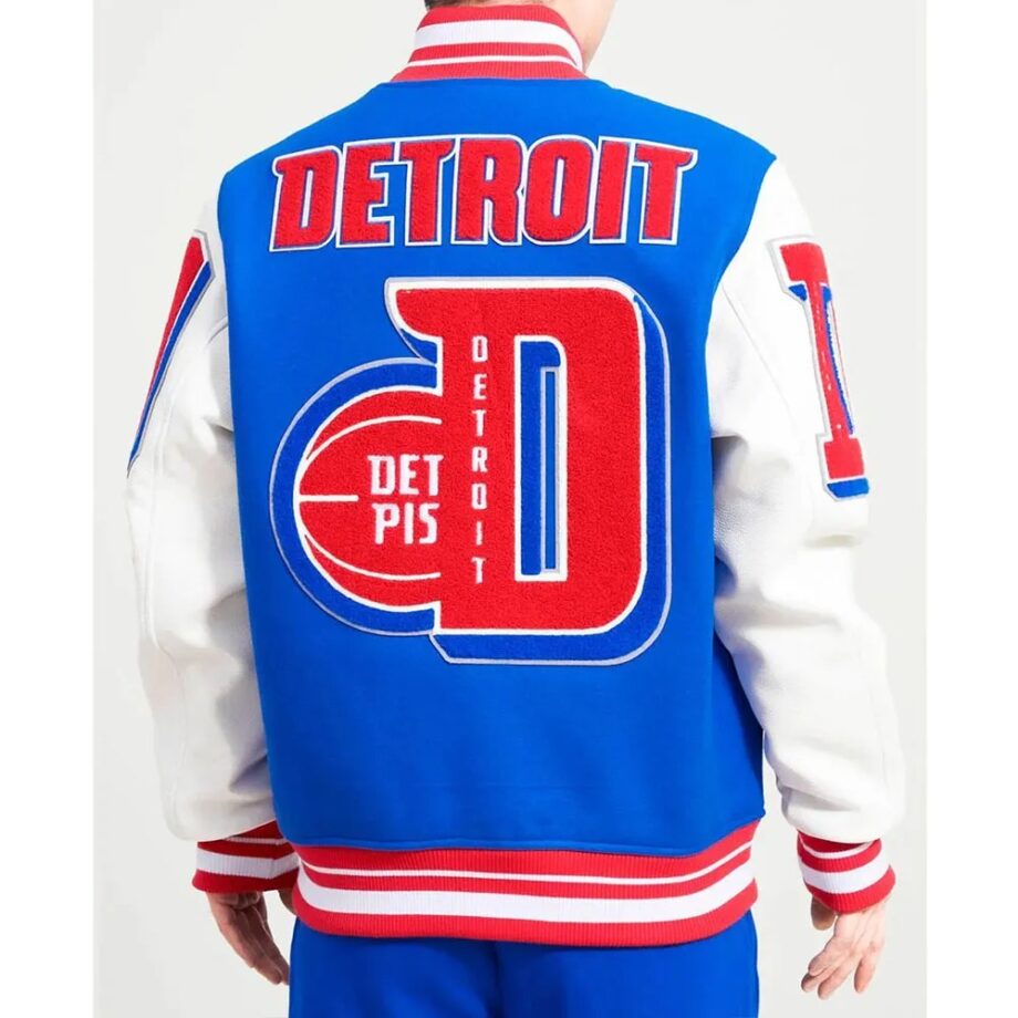 Detroit Pistons Mashup Varsity Royal and White Jacket