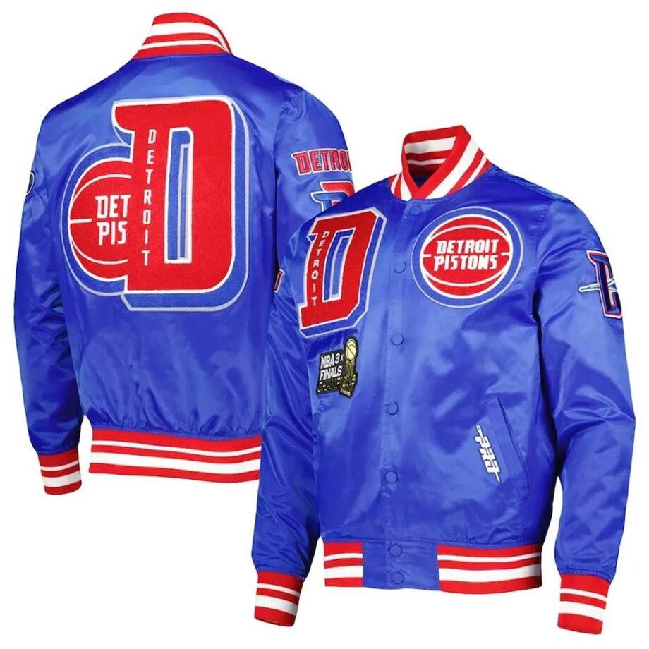 Detroit Pistons Finals 3x Champions Royal Satin Jacket