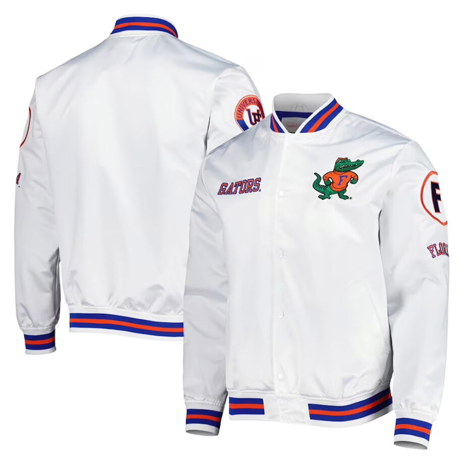 Florida Gators City Collection White Varsity Satin Jacket