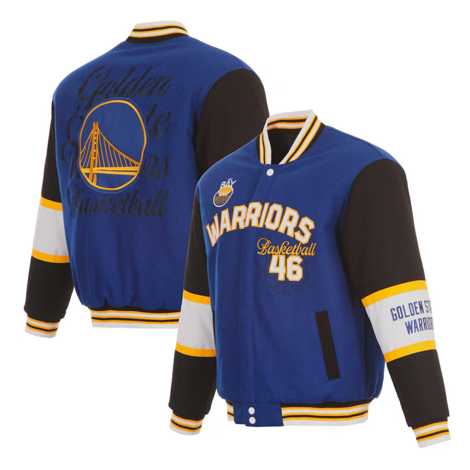 Golden State Warriors Royal & Black Varsity Wool Jacket