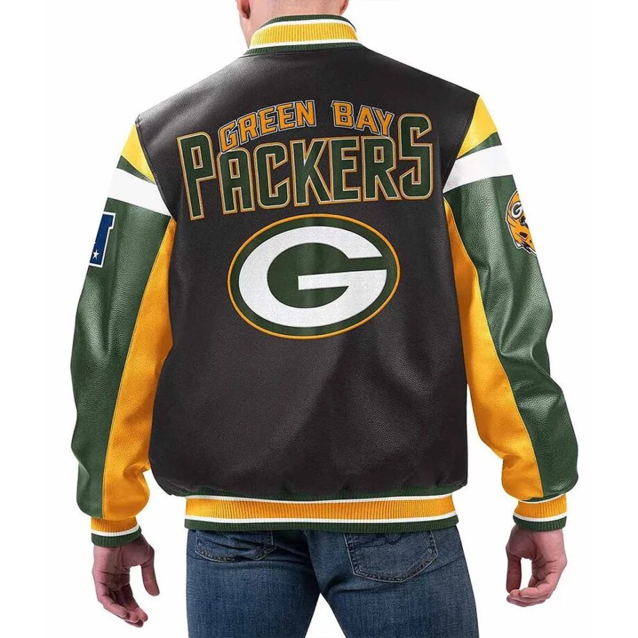 Green Bay Packers Black Varsity Leather Jacket