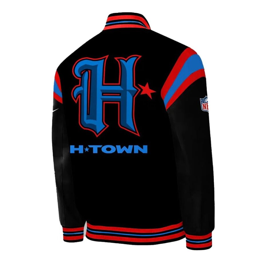 Houston Texans H-Town Teddy Black Satin Jacket