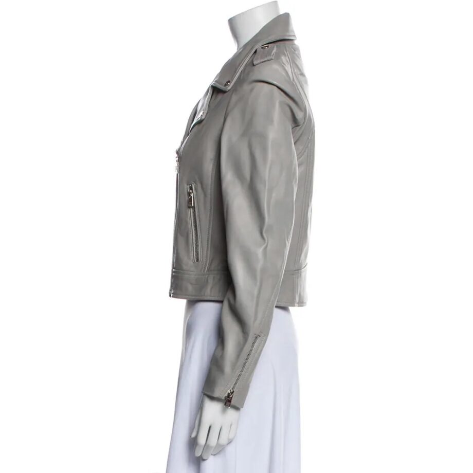Becki Newton How I Met Your Mother Gray Leather Jacket