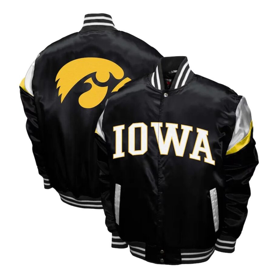 Iowa Hawkeyes Power Black Satin Jacket